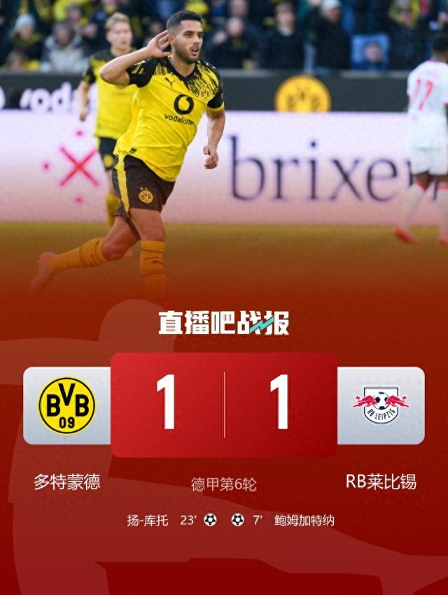 多特蒙德主场1-1被莱比锡逼平，4连胜告终，战术胶着谁背锅？