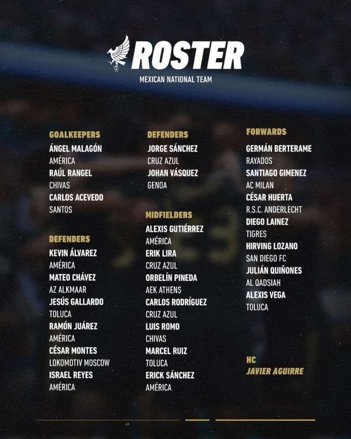 墨西哥国家队公布最新名单：希门尼斯入选引关注
