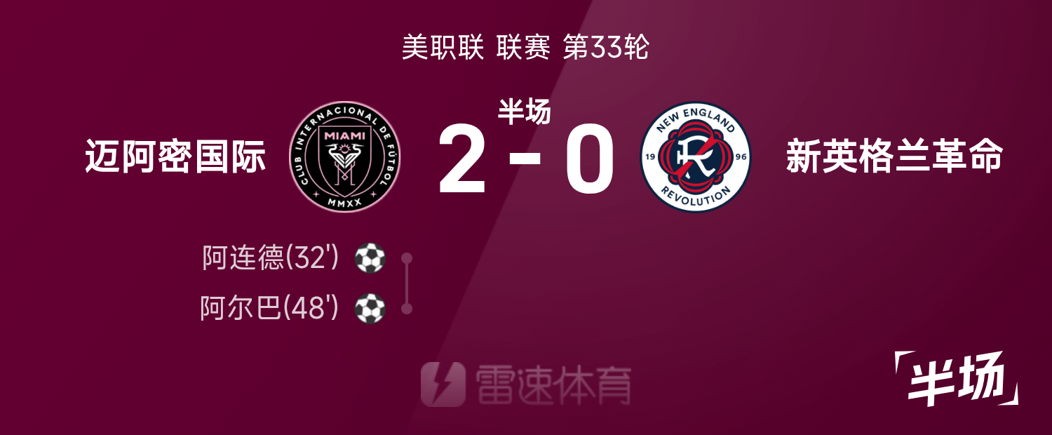 迈阿密国际VS新英格兰革命：梅西组织进攻，阿连德阿尔巴携手破门