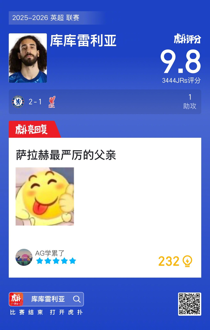 切尔西2比1逆转利物浦，库库雷利亚闪耀全场