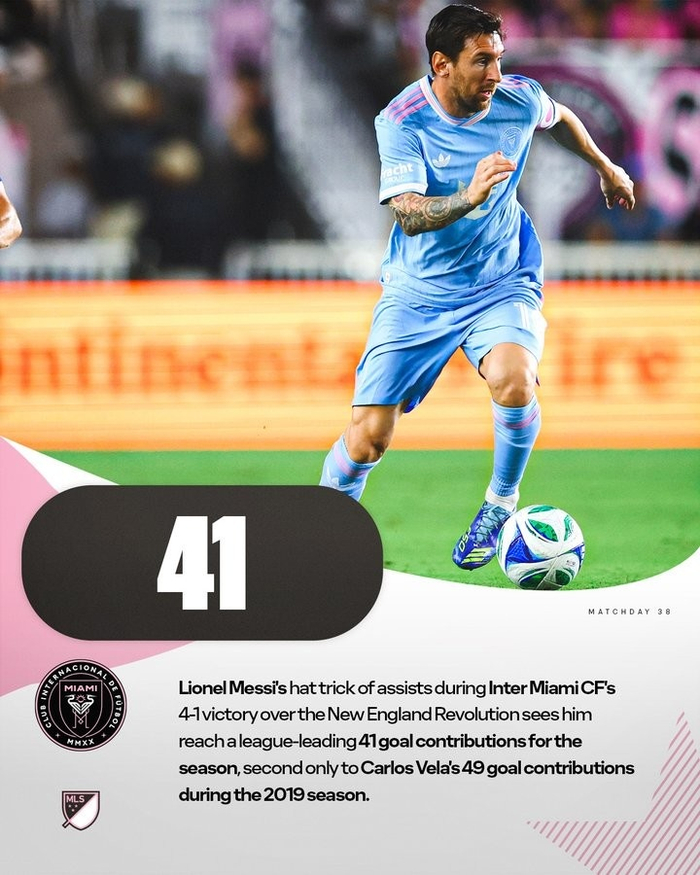 梅西美职联继续狂飙，助攻帽子戏法助迈阿密国际4-1大胜