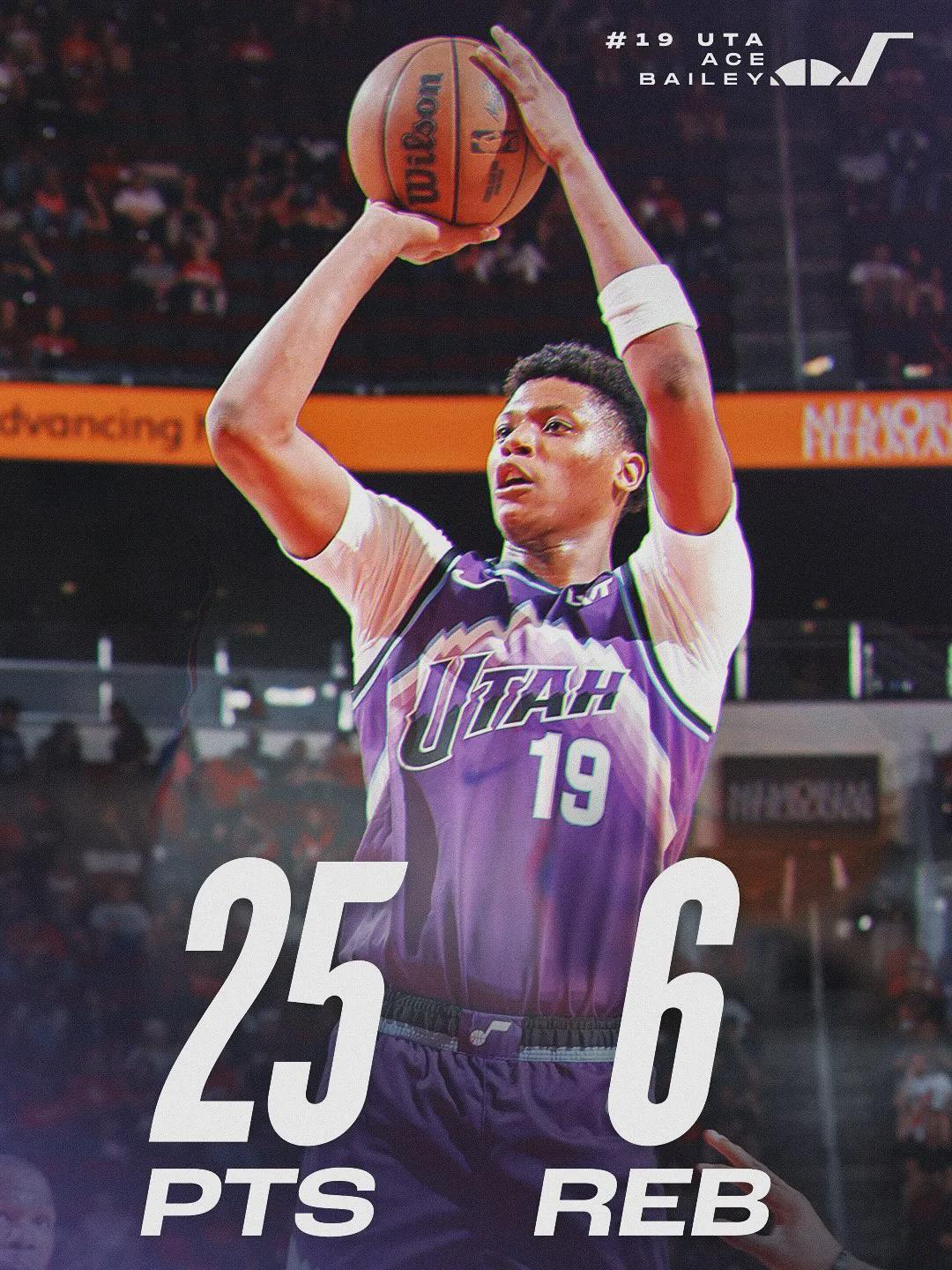 艾斯-贝利一战成名，爵士重建路上的闪亮新星