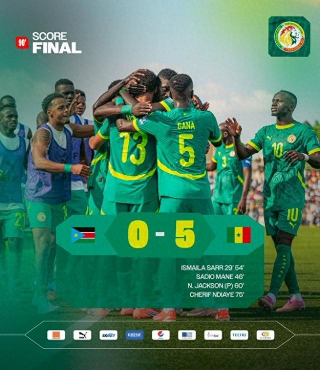 塞内加尔大胜南苏丹，世界杯晋级指日可待