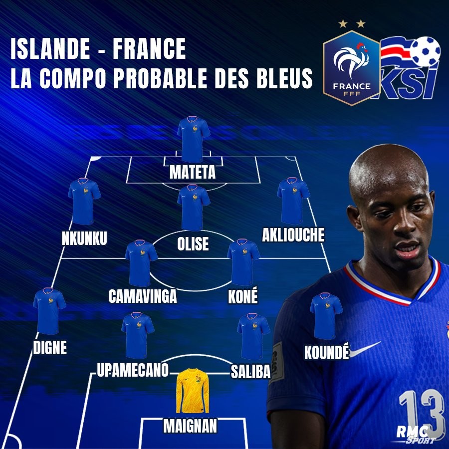 法国世预赛对阵冰岛首发阵容大换血，马特塔首秀备受期待