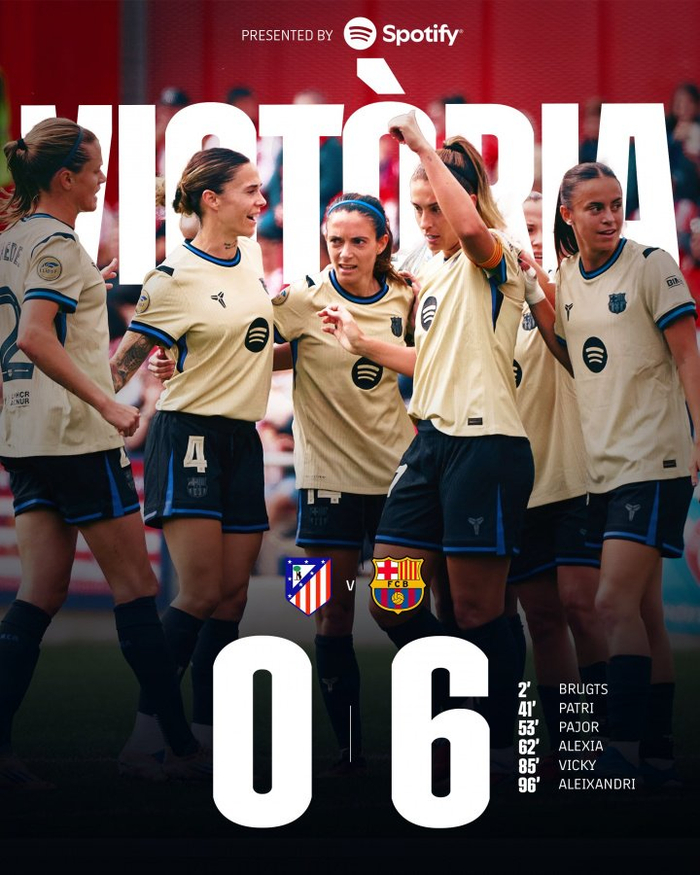 7轮7胜狂轰37球!巴萨女足这波碾压,马竞打得啥水平?