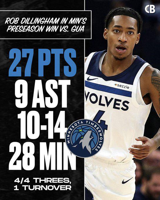 森林狼60分血洗龙狮！迪林厄姆28分钟狂砍27分9助攻狂炸全场