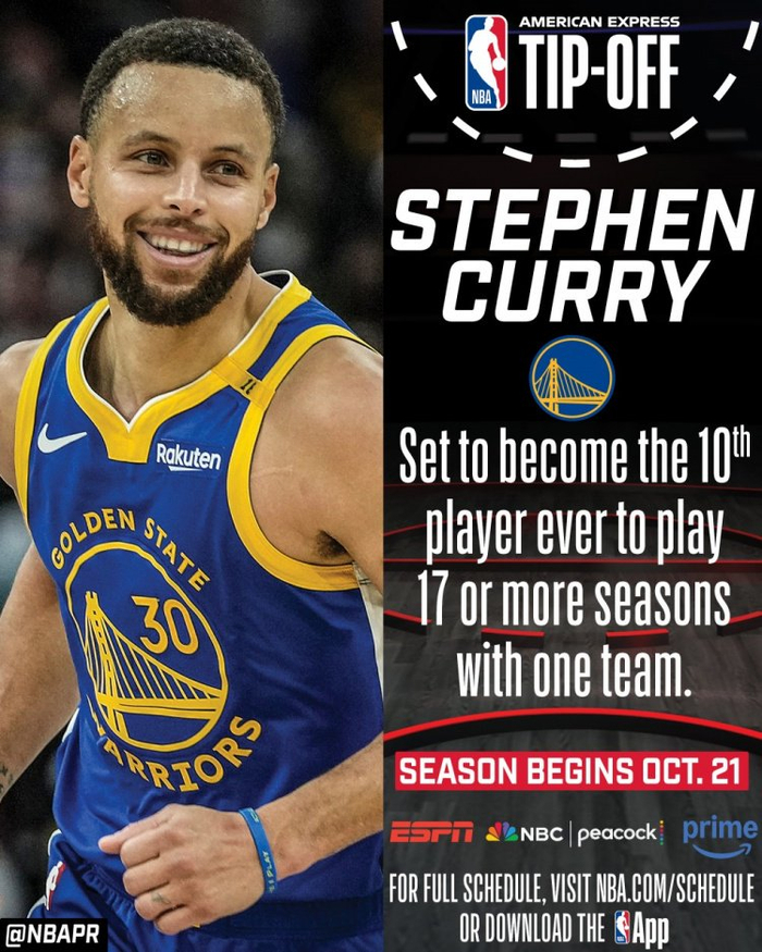 库里即将17年一队，跻身NBA铁杆忠诚榜前十，勇士传奇还在续写！