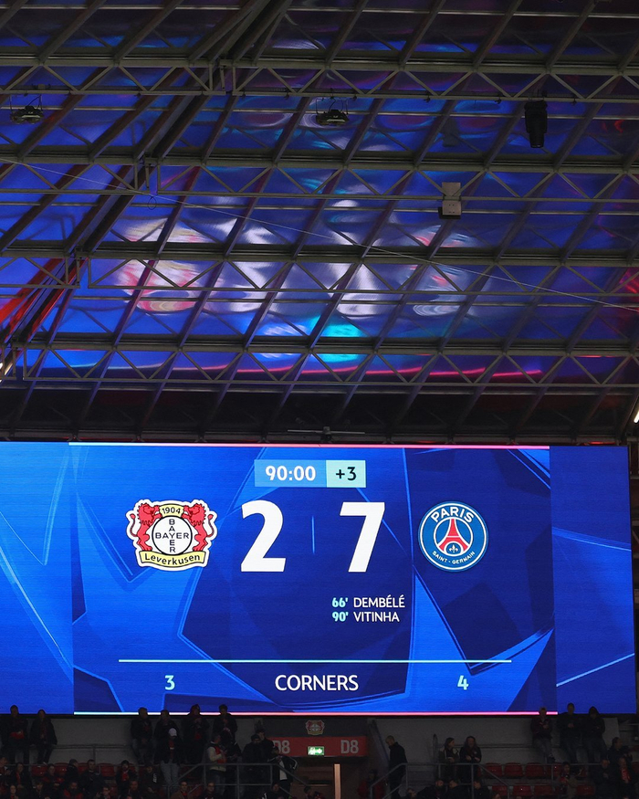 欧冠7球狂潮！巴黎圣日耳曼客场7比2血洗勒沃库森，德甲豪门被碾压