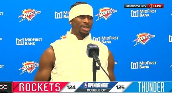 NBA揭幕战125-124！雷霆双加时险胜火箭，亚历山大一席话炸开锅