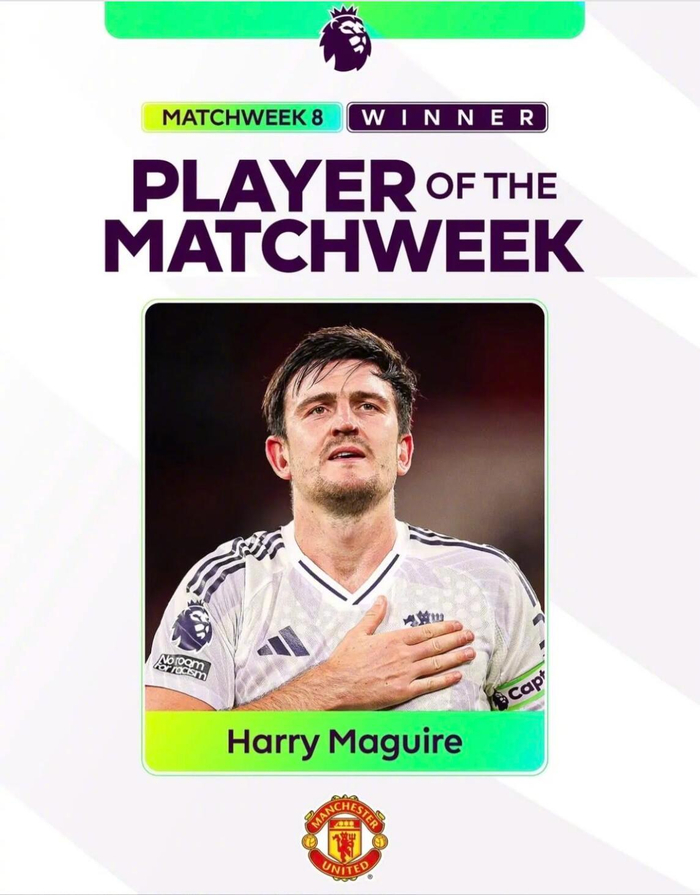 英超第8轮：马奎尔头球建功，曼联2-1胜利利物浦获最佳球员