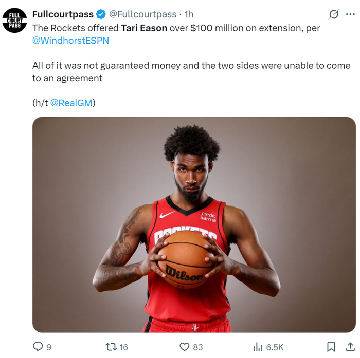 NBA：伊森首秀6中1仅3分，火箭续约谈判牵出1亿元分歧