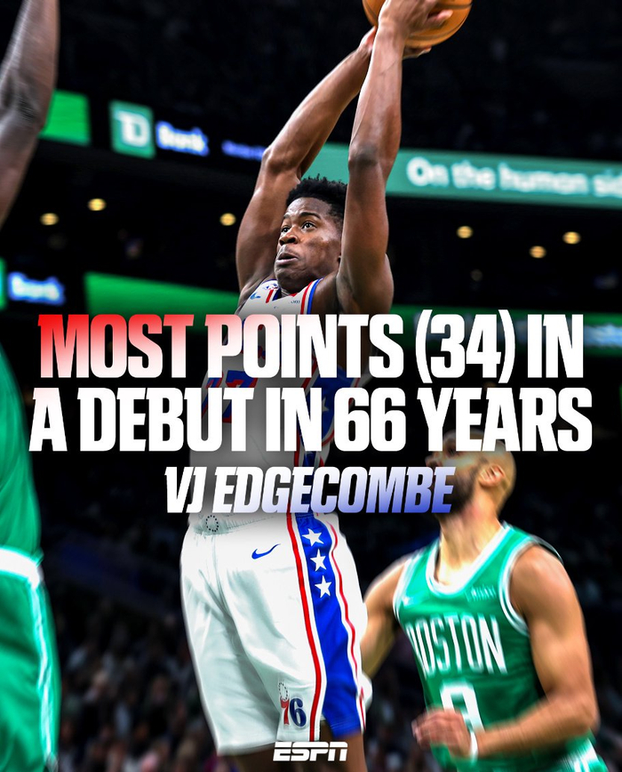 NBA：费城客场逆转13分，埃奇库姆首秀34分震惊联盟（含数据）