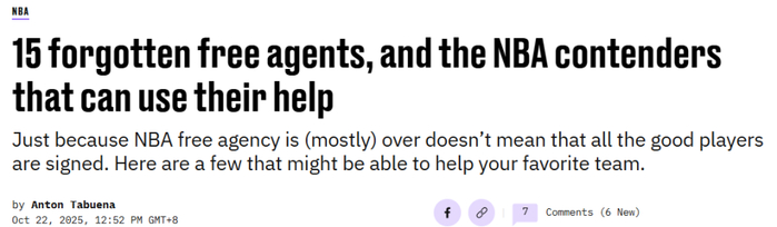 NBA自由市场TOP15：比斯利319记三分仍居榜首