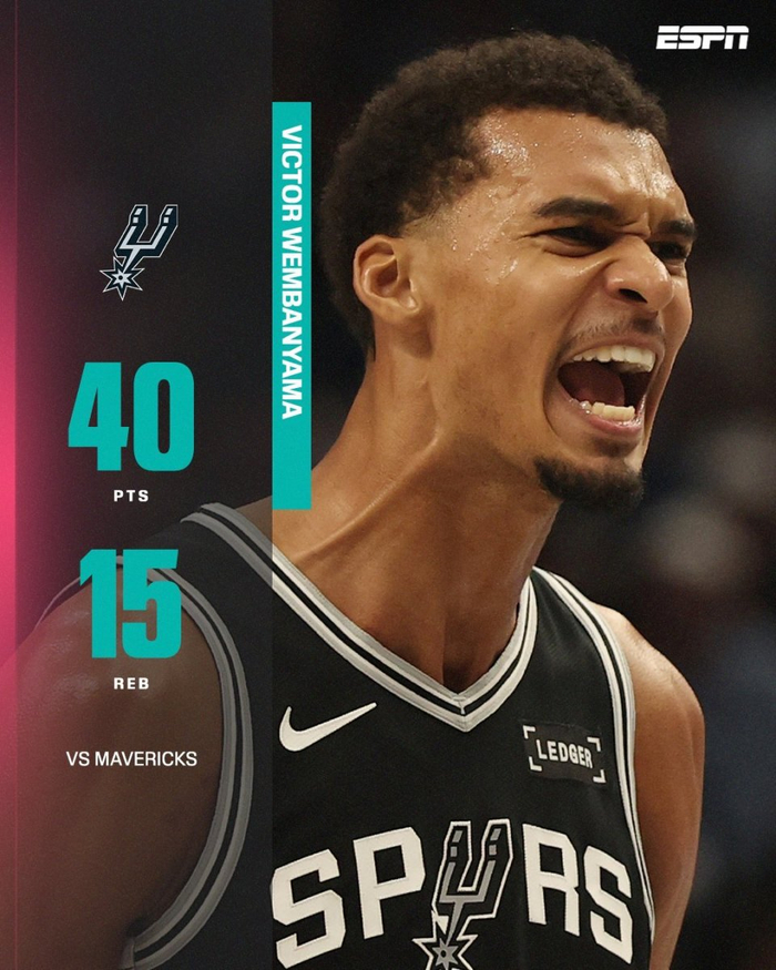 文班亚马40分15板！NBA马刺29分钟碾压独行侠，少林寺训练成话题