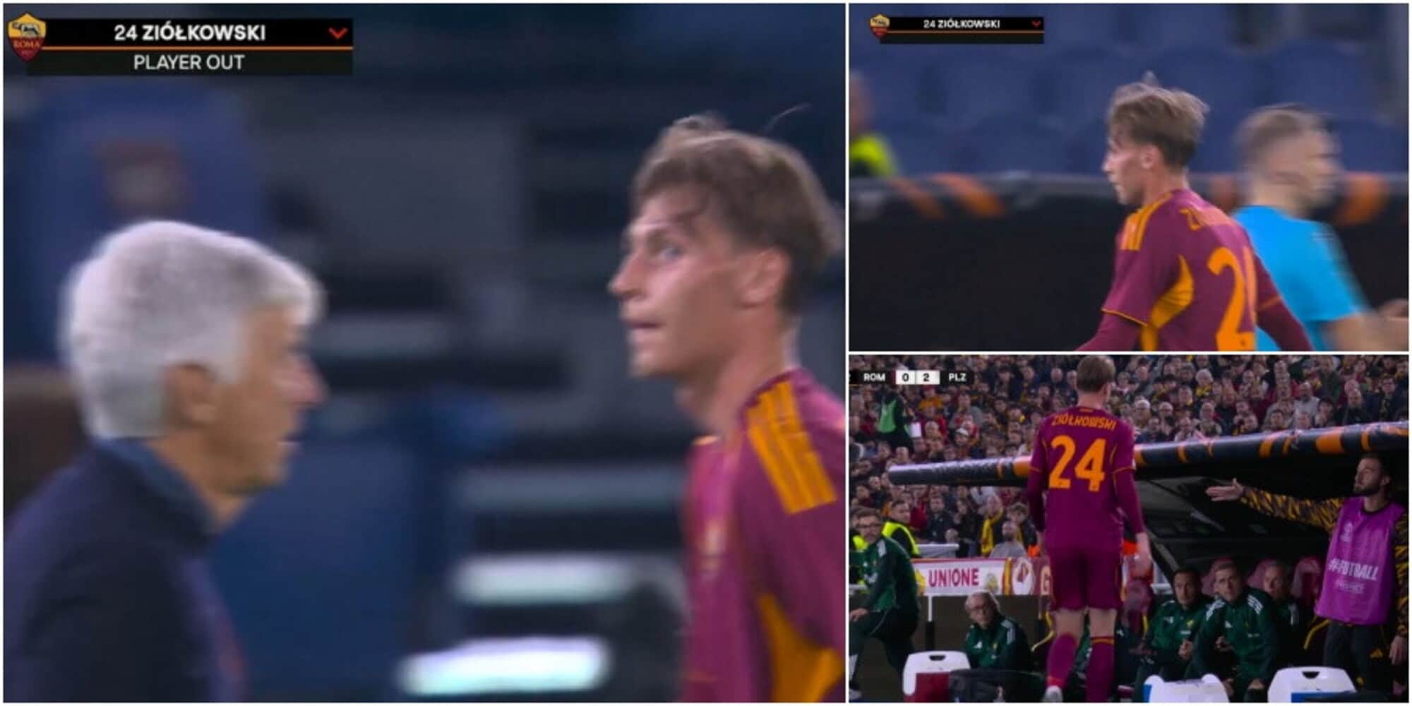 意甲｜罗马0-2落后比尔森，焦乌科夫斯基怒瞪主帅换人引爆情绪风暴