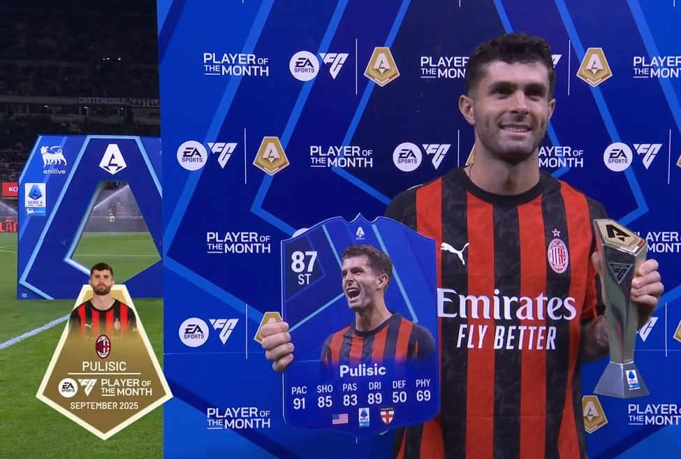 普利希奇斩获意甲9月最佳，AC米兰伤情困境难掩锋线火力