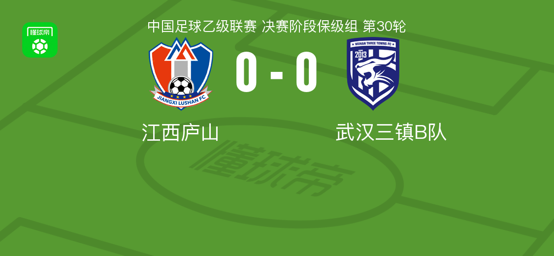 中国足球乙级联赛：江西庐山0-0武汉三镇B队，保级悬念继续发酵