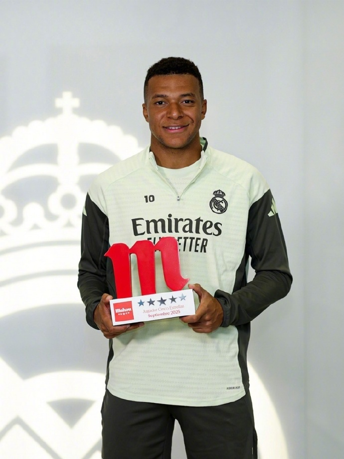 9月7球1助！皇马在西甲的基利安·姆巴佩当选9月最佳球员