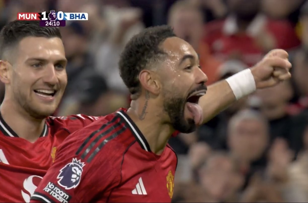 马特乌斯-库尼亚首球炸裂！曼联9轮激战英超布莱顿迎关键胜利