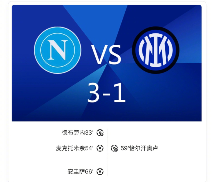 那不勒斯3-1击溃国米，麦克托米奈闪耀意甲赛场引爆争议