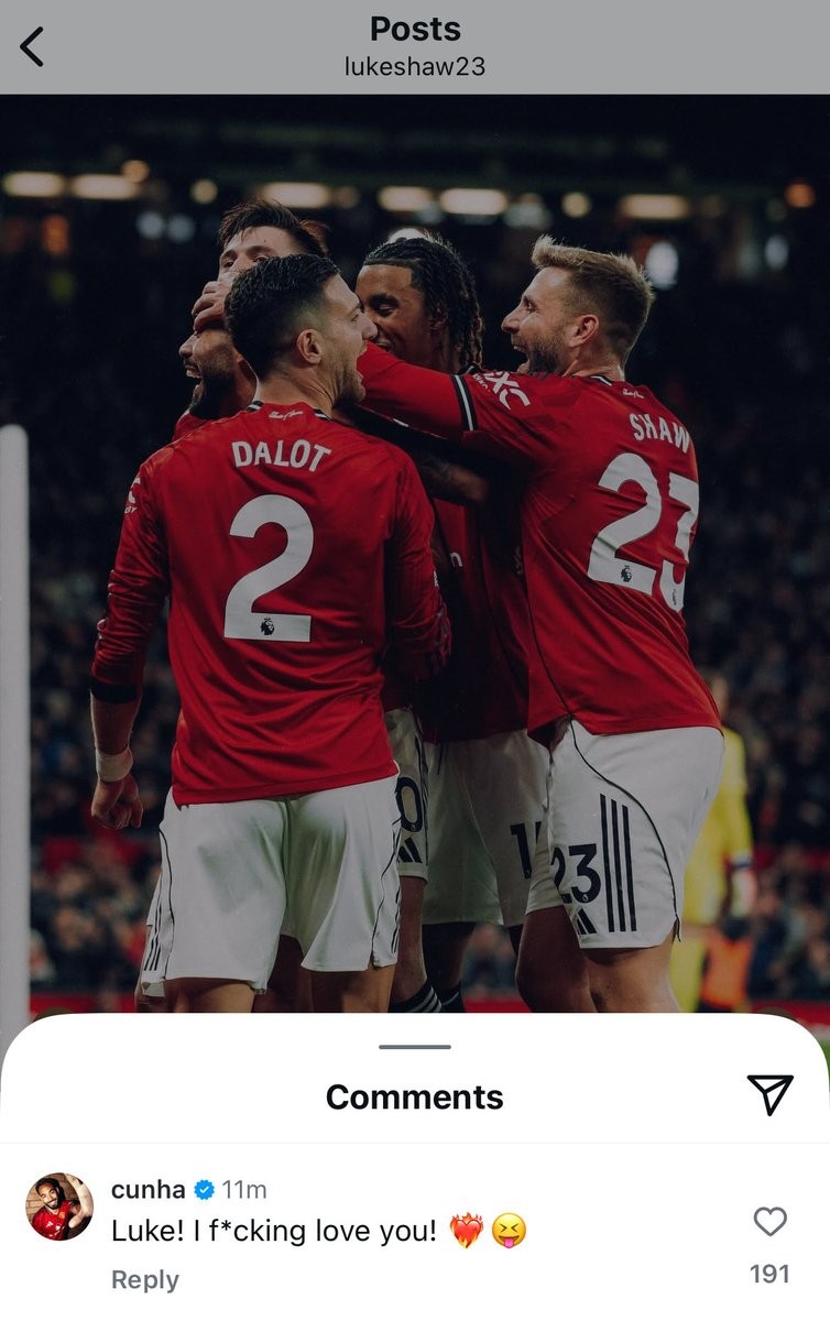 英超第9轮曼联4-2布莱顿，卢克-肖激励库尼亚斩获首球