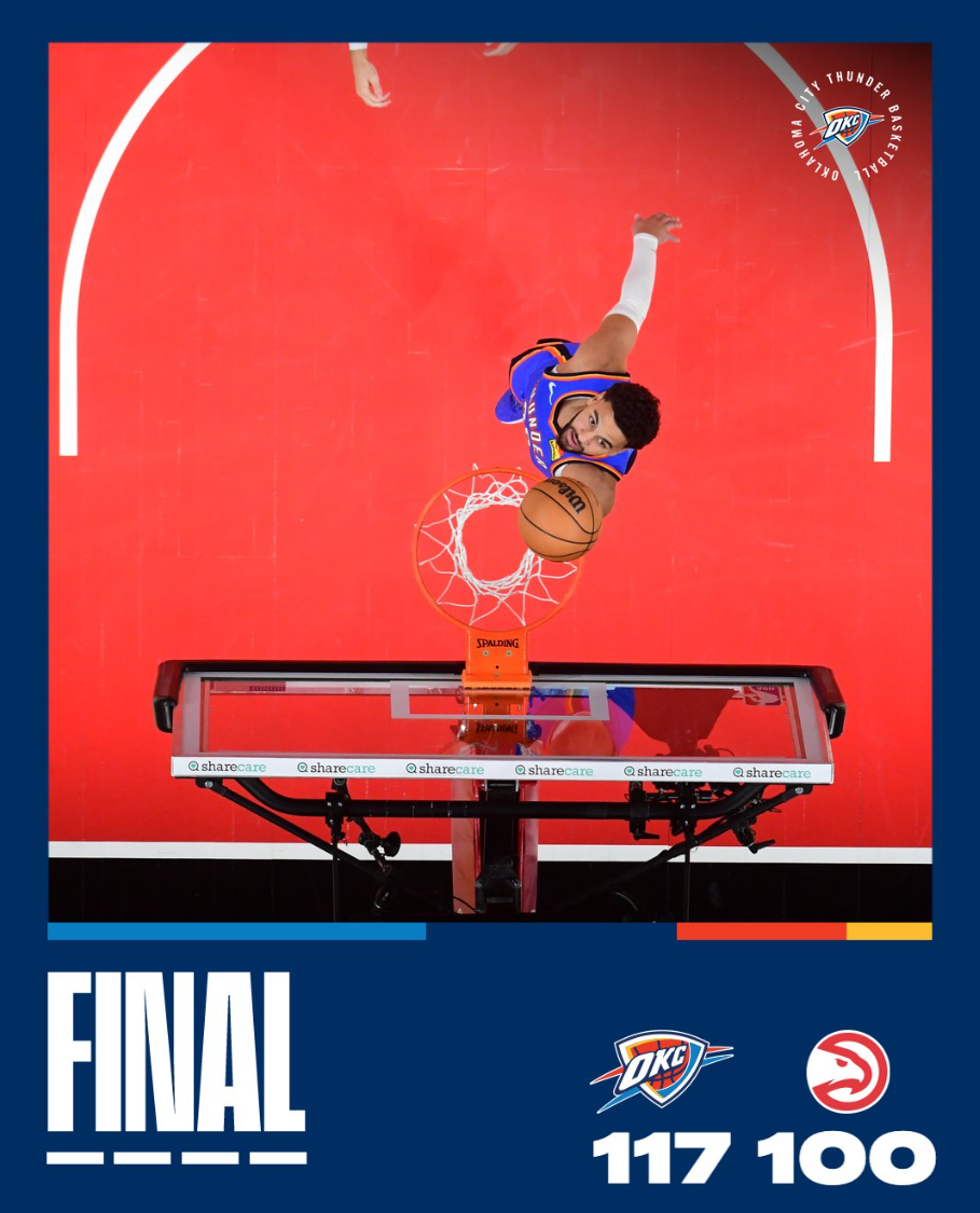 亚历山大30分钟拿30+！雷霆117-100大胜老鹰三连胜，MVP赔率登顶震惊NBA