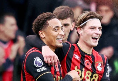 英超第9轮伯恩茅斯2-0拿下诺丁汉森林，积分榜居惊人第2