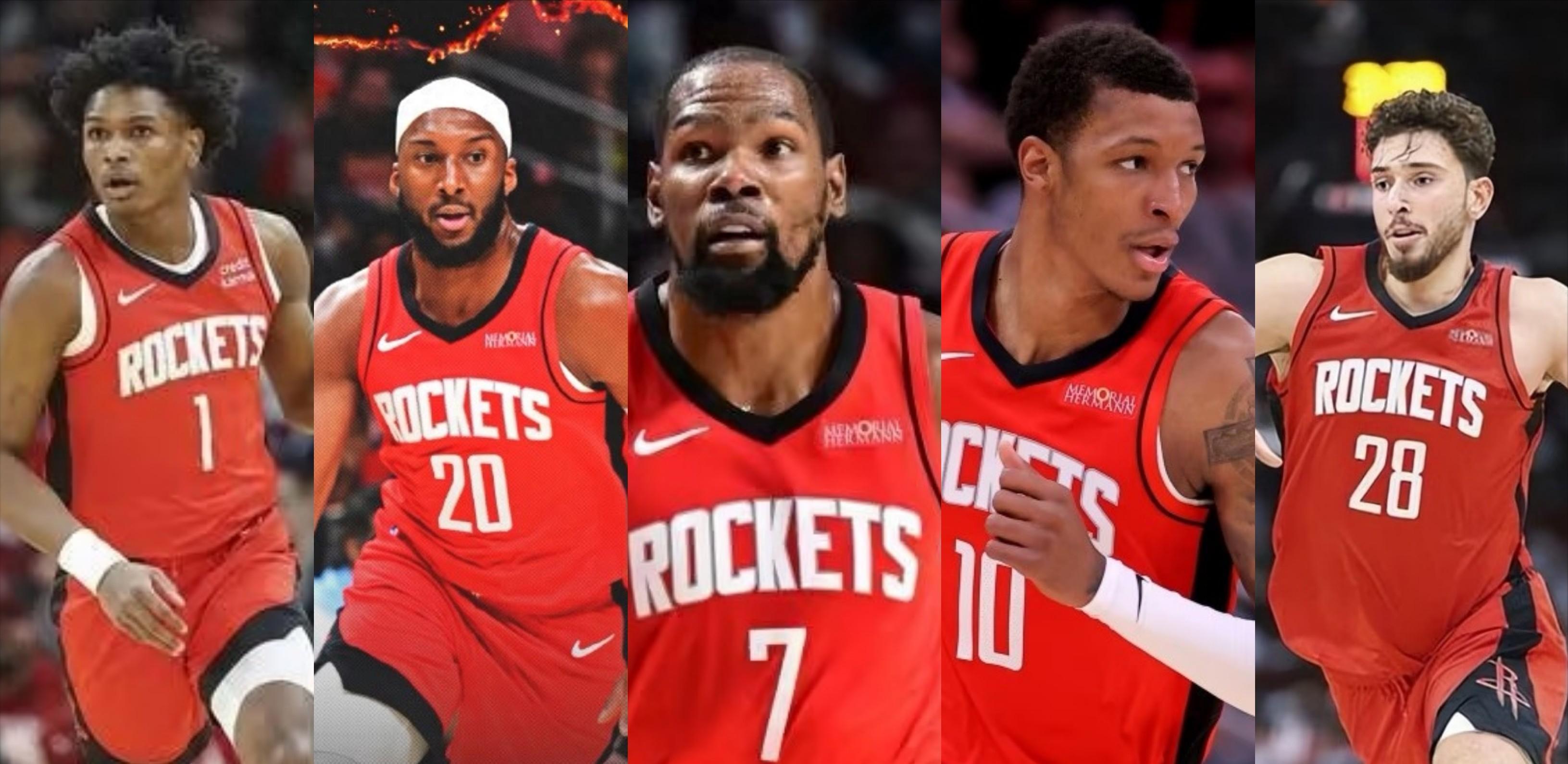 NBA火箭对阵活塞首发‘死亡五大’战术，杜兰特带队续写高大硬朗篮球风暴