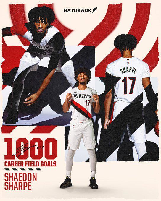 夏普第1000个运动战进球，NBA背靠背里湖人被波特兰戳痛