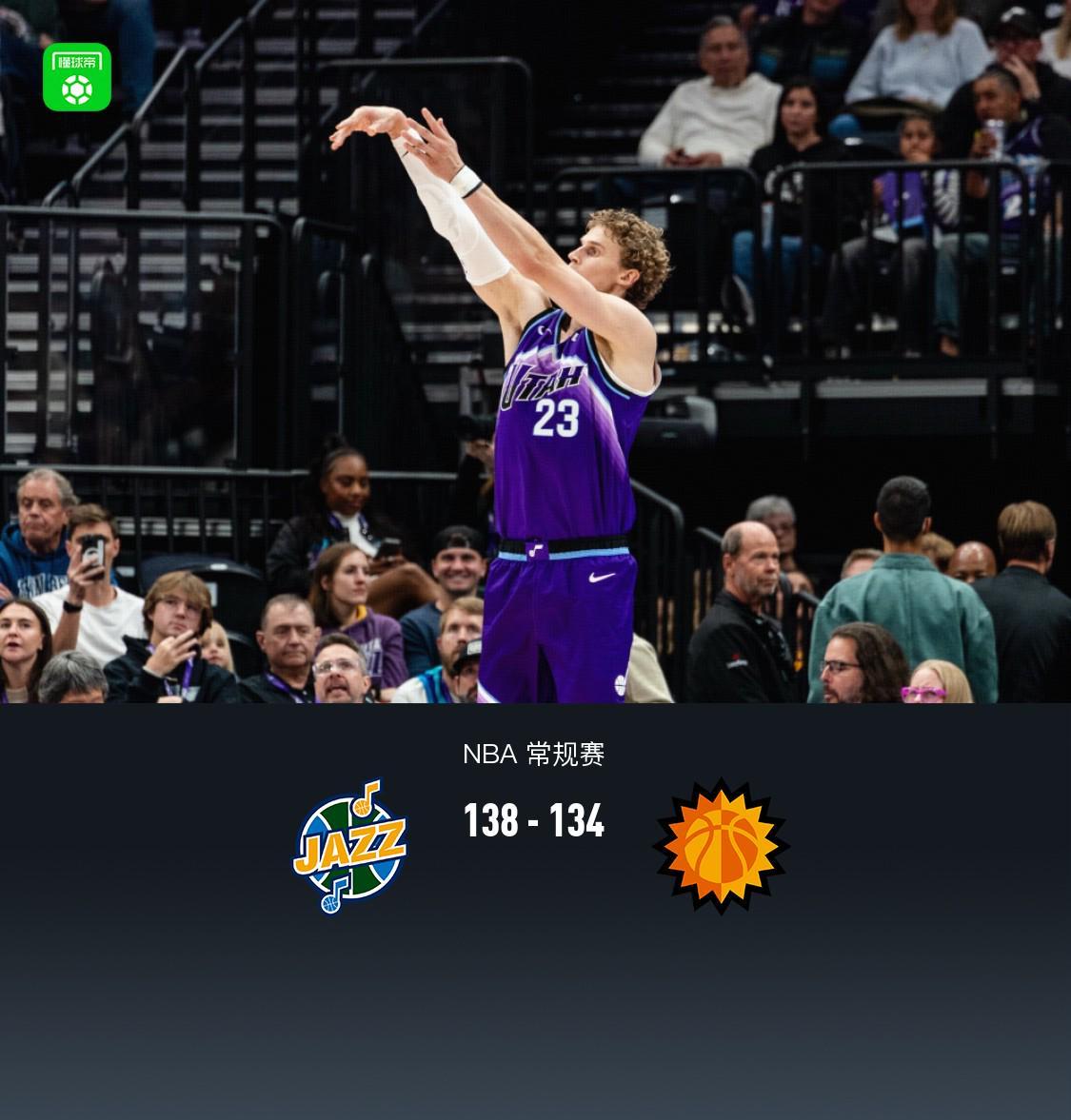 马尔卡宁51分+爵士138-134险胜太阳，NBA这场对攻像擂台赛