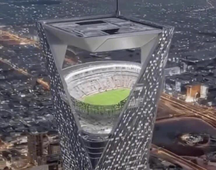 1150英尺高空的46000座NEOM体育场，英超球迷感受下2034世界杯设想