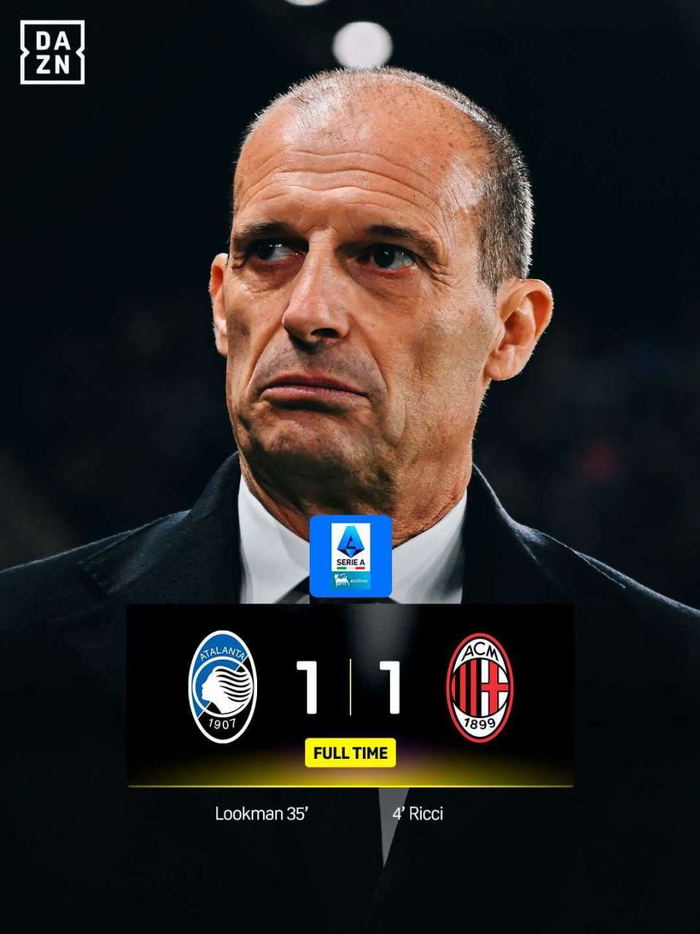 1-1在贝尔加莫：AC米兰又被真蓝黑拍醒，意甲苦日子继续（3周5平）