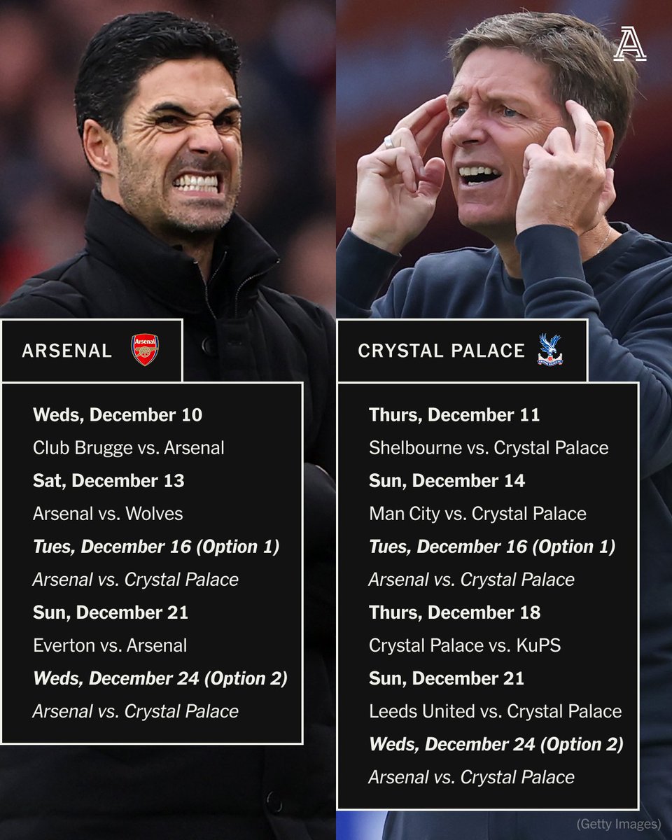 英超赛程冲突：阿森纳与水晶宫8天4场谁受得了？
