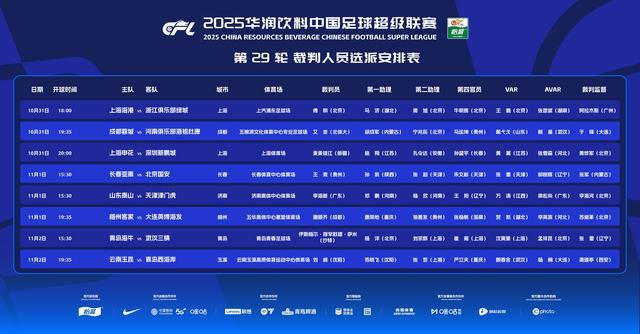 中超29轮裁判出炉：傅明主罚海港，沙特主裁盯上海牛，张雷又被派北国安？