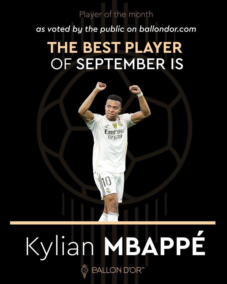 1欧元投票让姆巴佩拿下9月奖，英超球迷在哭还是笑