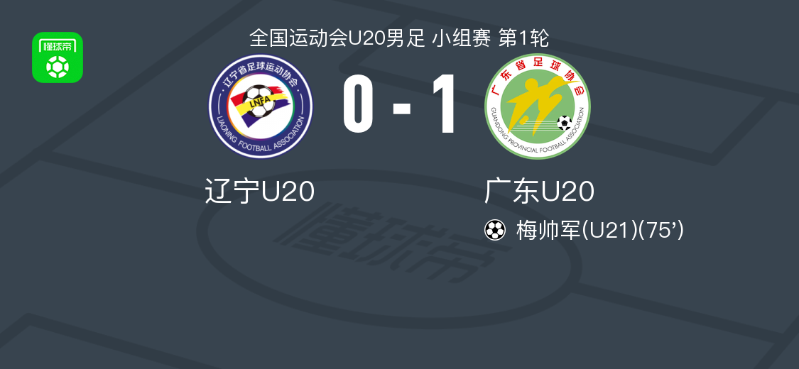 0-1：梅帅军75'制胜，广东U20这球像英超下半场觉醒