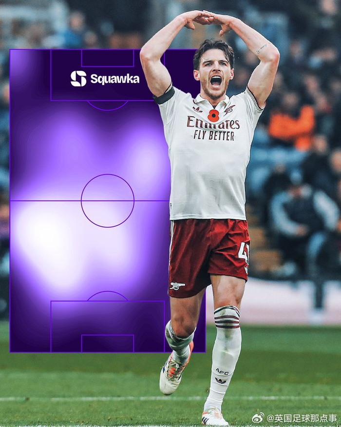 赖斯94触球、5抢断，阿森纳英超2-0力克伯恩利中场王者