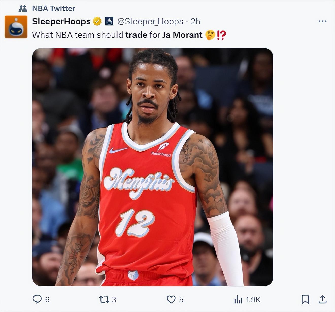 莫兰特被禁赛1场，15%交易概率搅动NBA：狼媒两套方案、黄蜂也被拉进来，勇士还想出手？