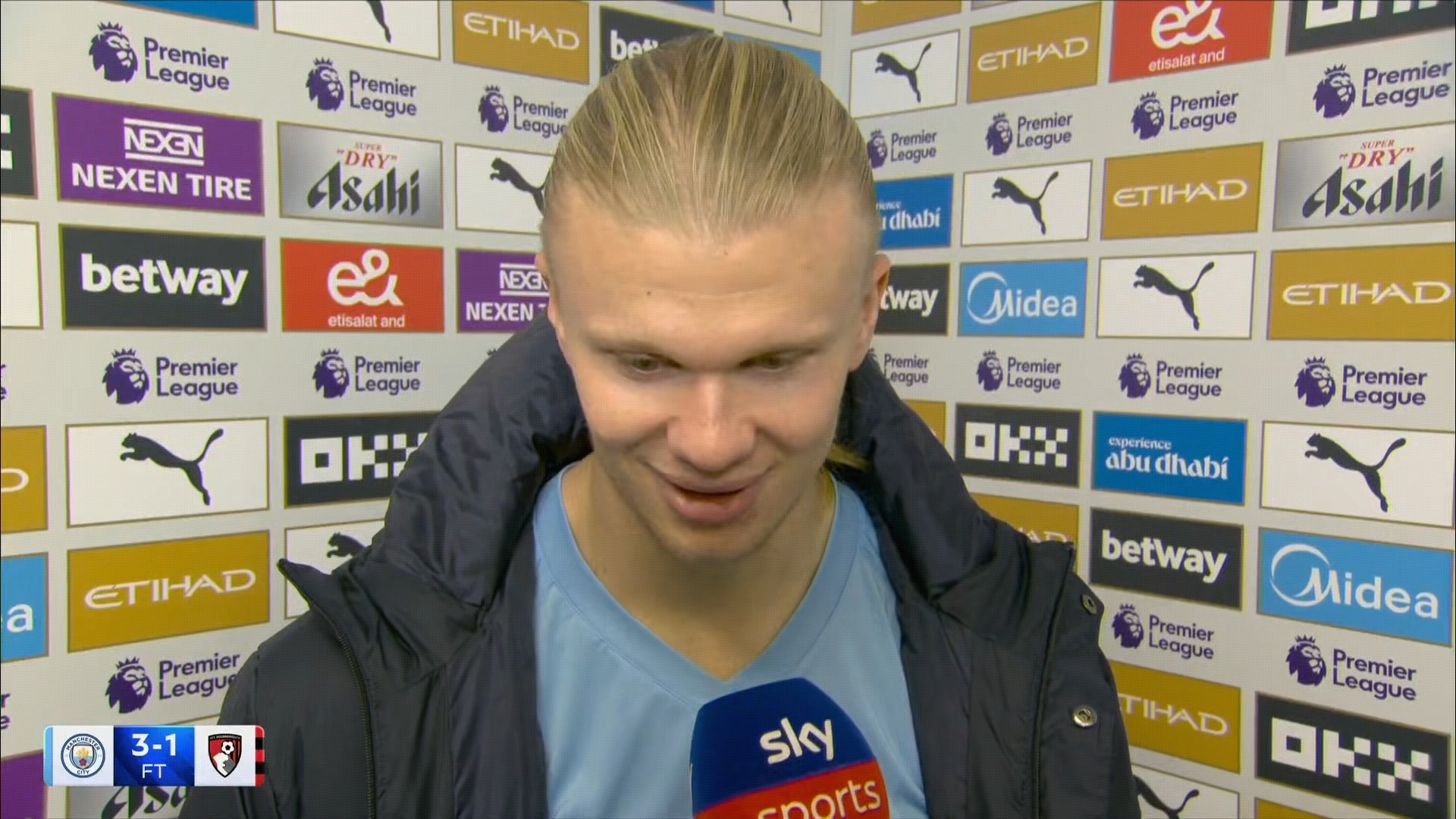 英超第10轮:哈兰德梅开二度,曼城3-1回击升至第2,看瓜迪奥拉脸色多满足