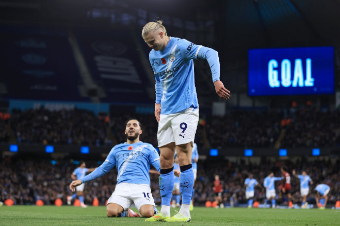 英超第10轮：曼城3-1胜伯恩茅斯，哈兰德17场20球，希勒又说得直白