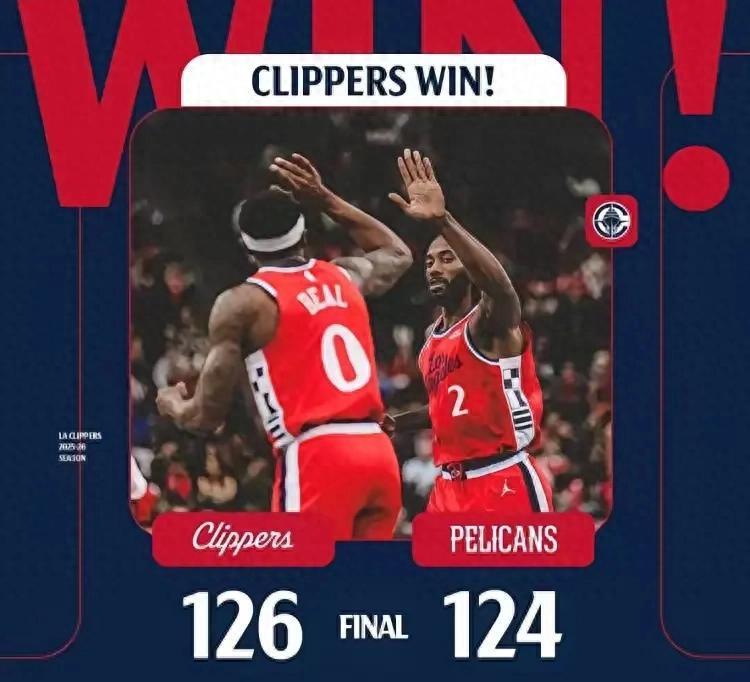 126-124险胜！快船队在NBA西部杯3胜2负还差几颗心？