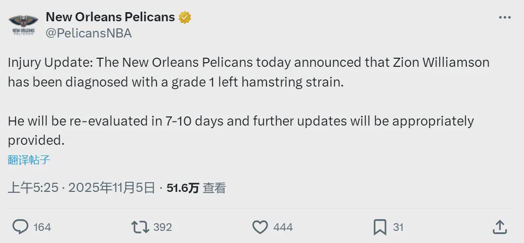 0胜6负鹈鹕碰壁：锡安腿筋又犯，NBA连败6场，老鹰笑着拿走未来首轮？