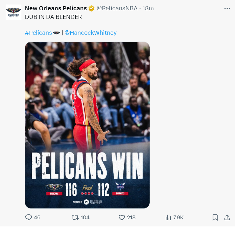 116-112险胜，新奥尔良鹈鹕1胜6负：NBA的普尔到底去哪了？