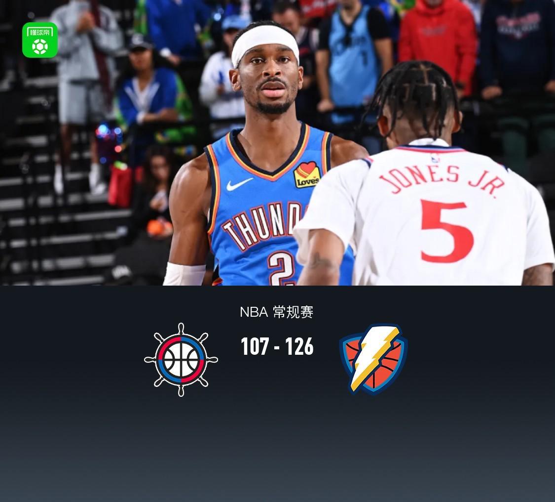 亚历山大大帝30分，雷霆126-107打爆快船队NBA轮换