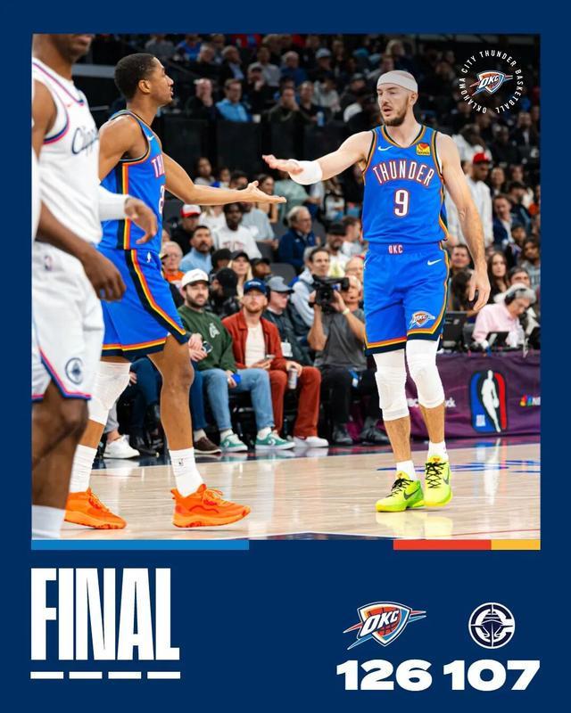 126-107碾压快船队，雷霆队8连胜登场，NBA到底有多兴奋？