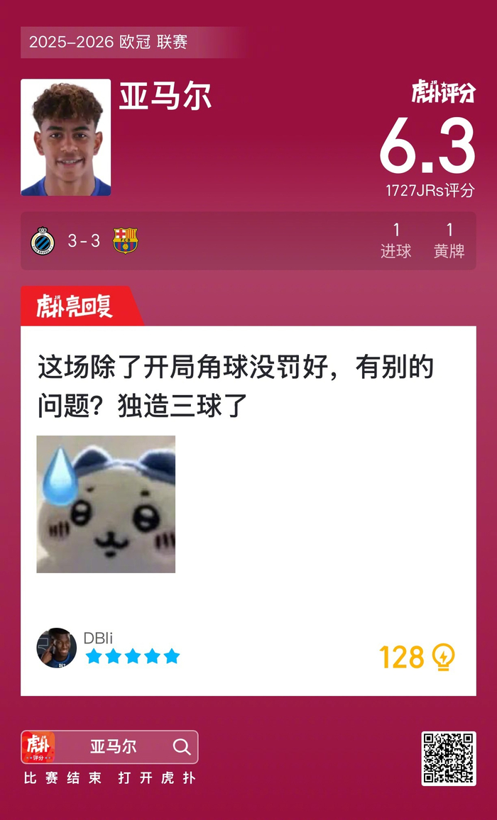 欧冠3-3惊魂：布鲁日逼平巴塞罗那，谁给这防线打分？
