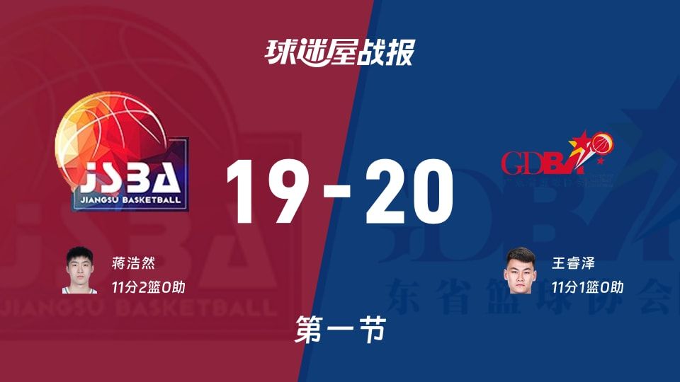 江苏19-20被广东压1分，CBA全运男篮第一节像热身赛