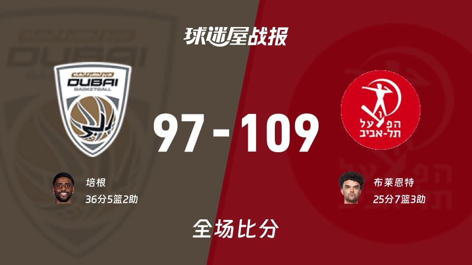 109-97！欧篮联杜拜主场被撕碎：特拉维夫夏普尔客场打出准NBA级别表现