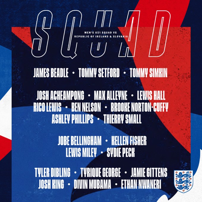 英超小将占比高：英格兰U21 21人大名单出炉，谁来背锅？