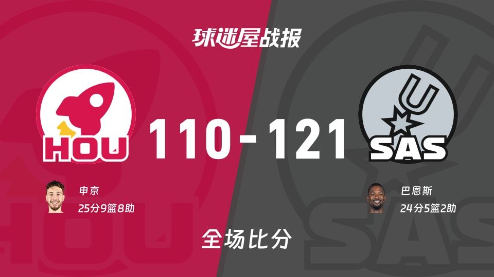 121-110：马刺主场烤火箭，卡斯尔+文班亚马合体，NBA防守谁顶？